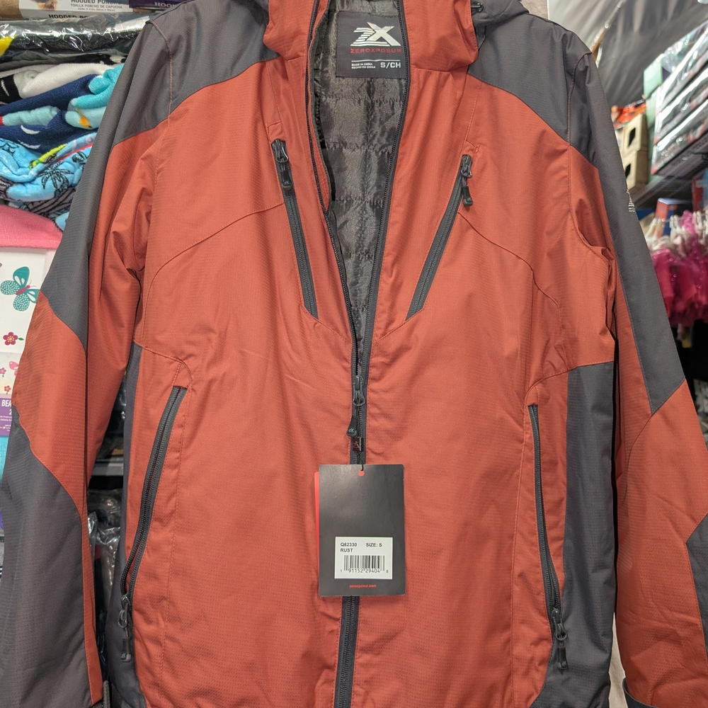 All-weather  Rust and Gray Hooded Jacket